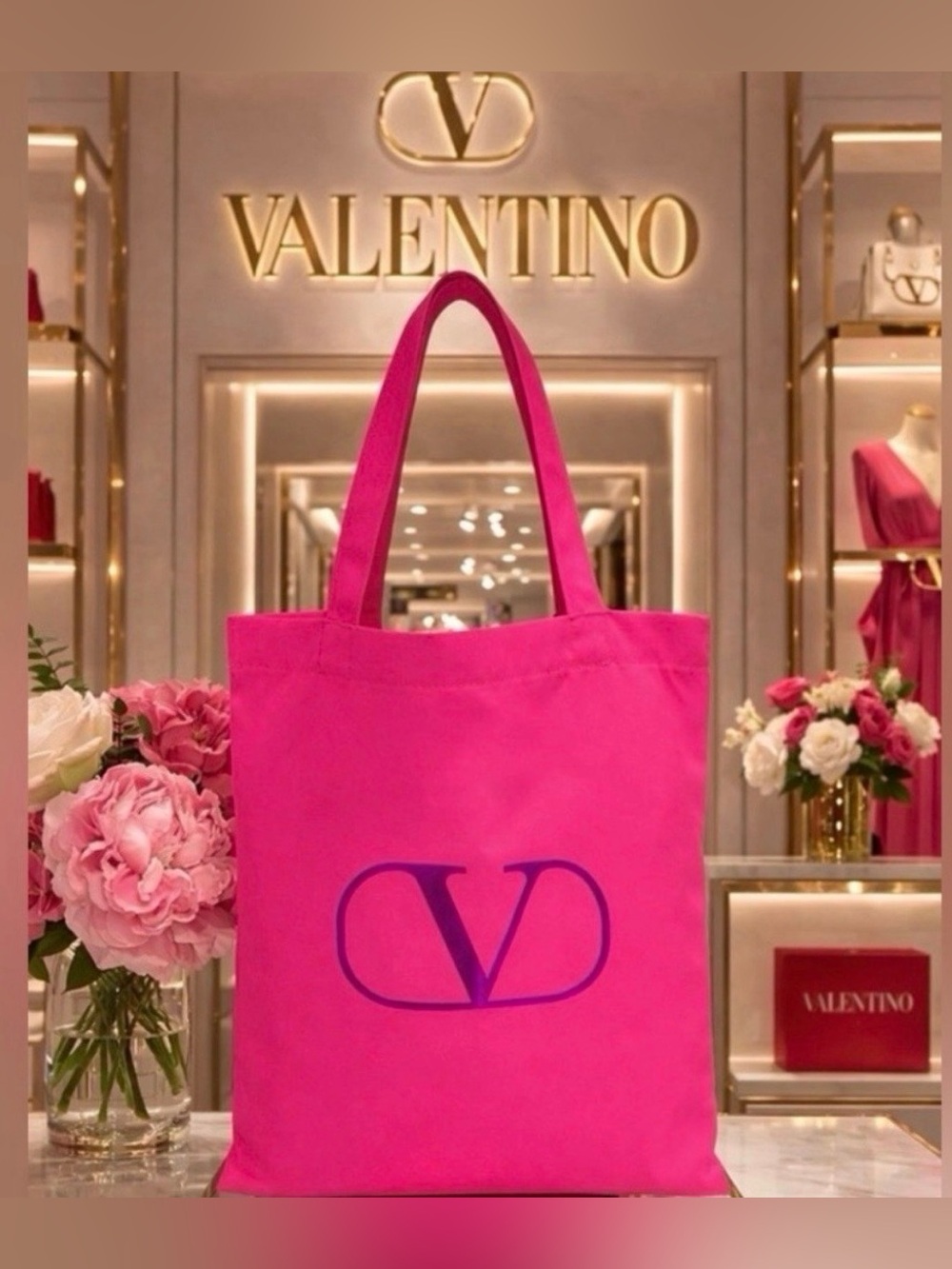 Valentino Hot Pink Logo Tote